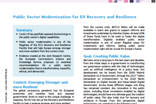Public Sector modernisation policy brief image